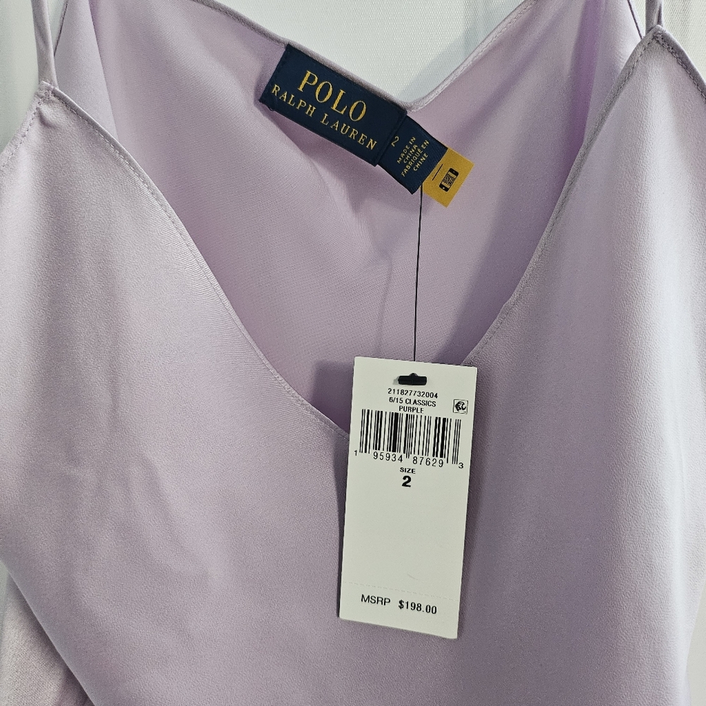 ❤️SPECIAL❤️NWT. POLO RALPH LAUREN Satin V-Neck Cami In Lavender - Picture 7 of 14